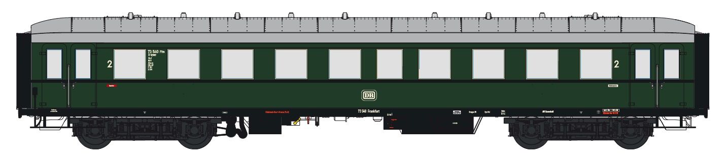 1. Betriebsnummer, Eilzugwagen B4ye-36/50, DB, Flaschengrün, Ep. II, Frankfurt